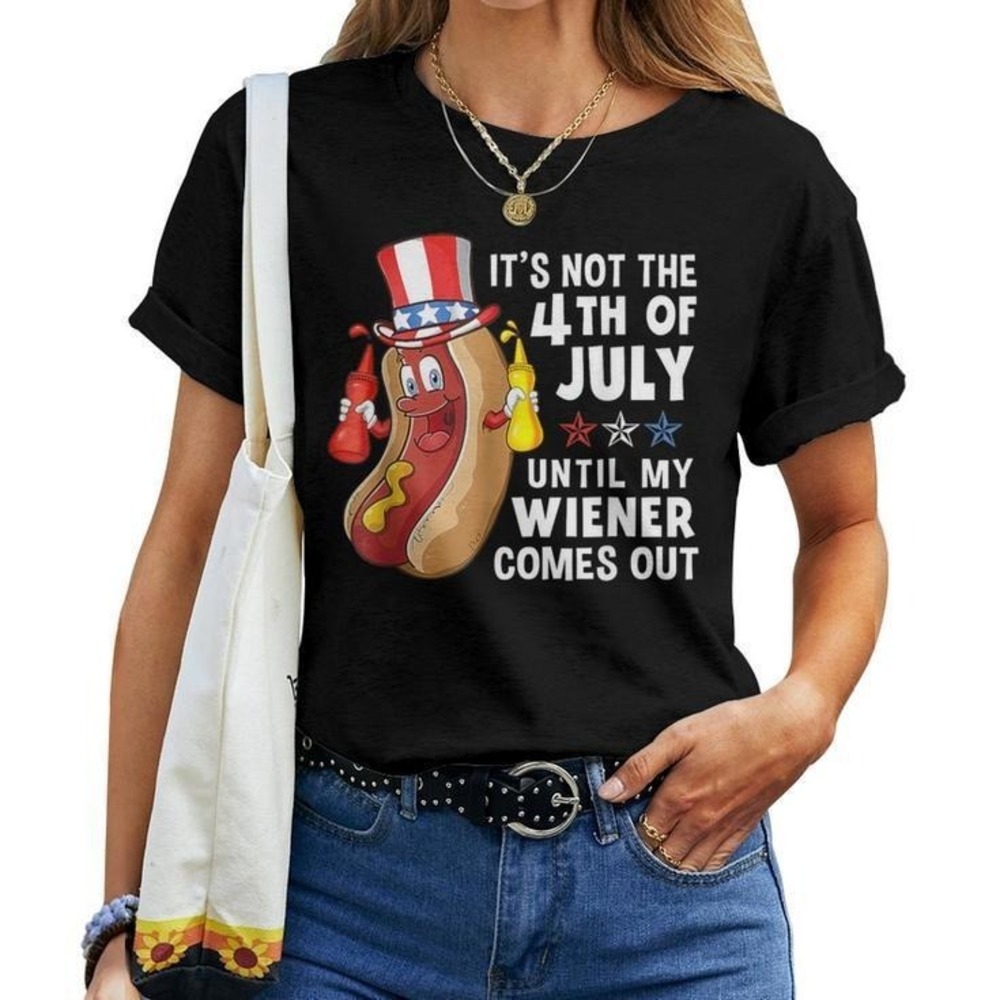 4Th Of July Here For Wieners Patriotic Hotdog Unisex T-shirt Gift For Fan